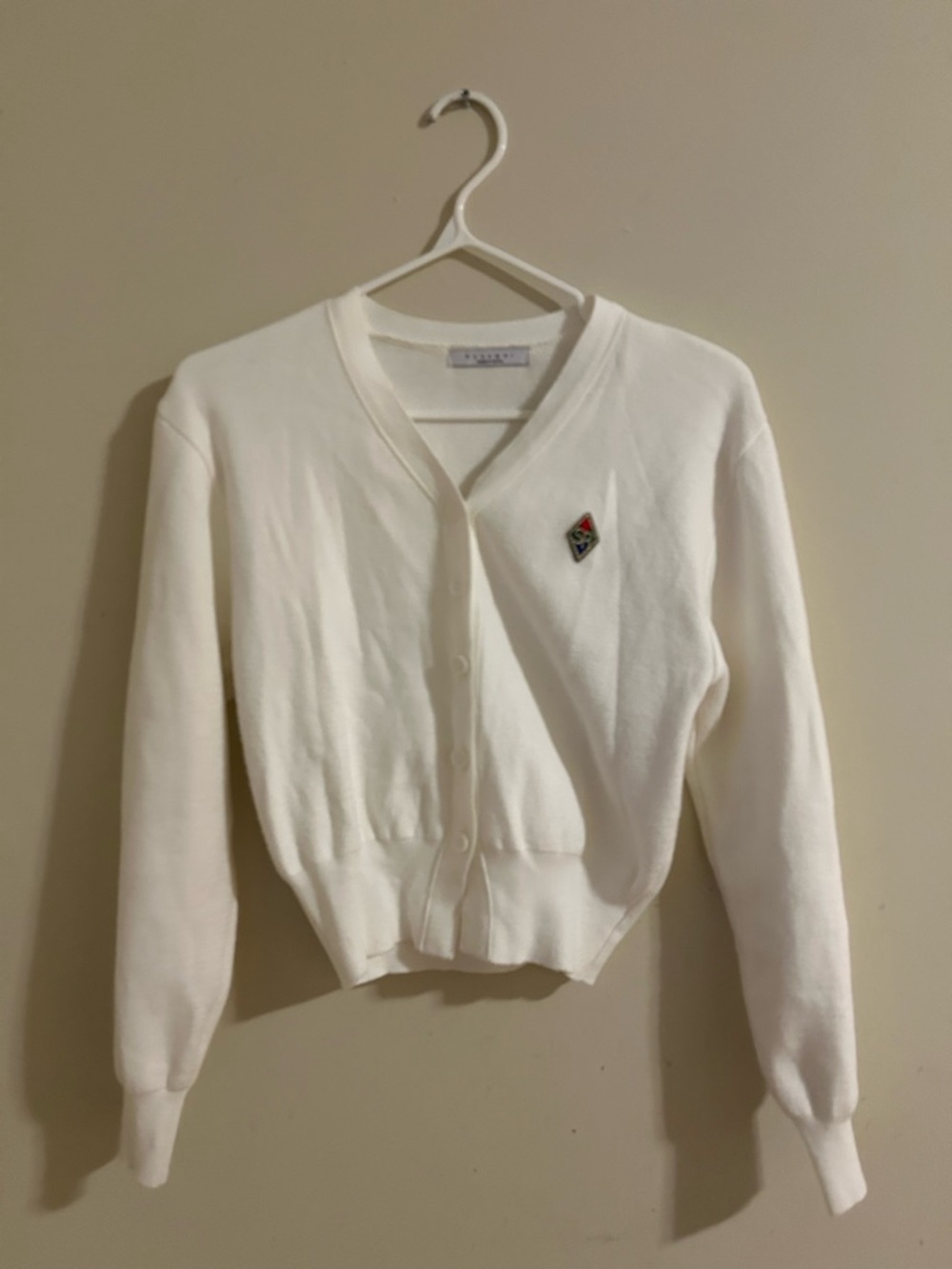 Cropped Cream V-Neck Button-Front Cardigan Sweater
